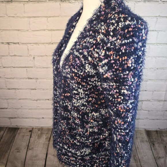 PEYTON PRIMROSE OPEN CARDIGAN BLUE WITH PINK WHITE MINGLED SPECKS WOMENS SIZE M - Picture 8 of 9